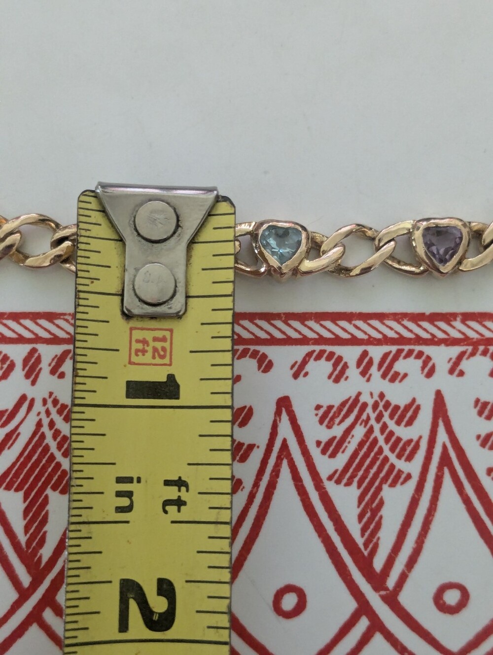 Heart Cut Multi-Gemstone Tennis Curb Link Bracelet 14k Gold Vermeil S. Silver - Picture 6 of 13